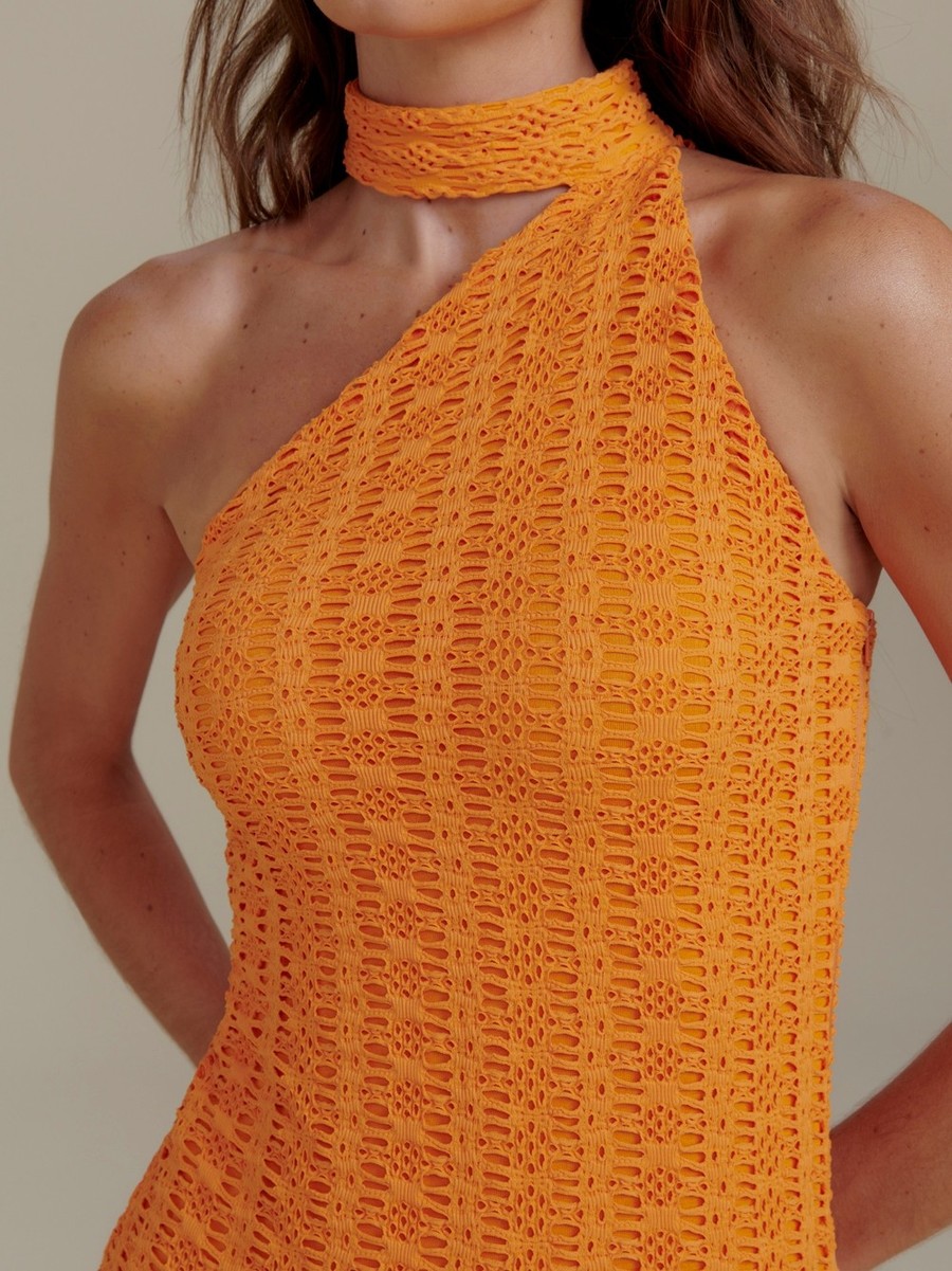 vestido macramê laranja nina 0406 oásis resortwear