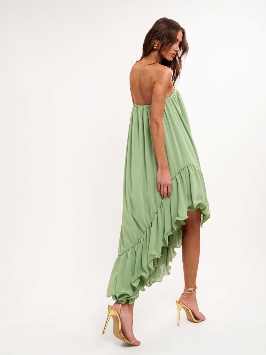 vestido babados verde lívia 0536 oásis resortwear