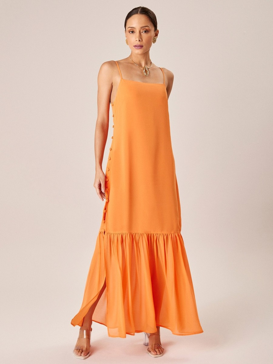 vestido longo botões laranja 6518000 r do sol