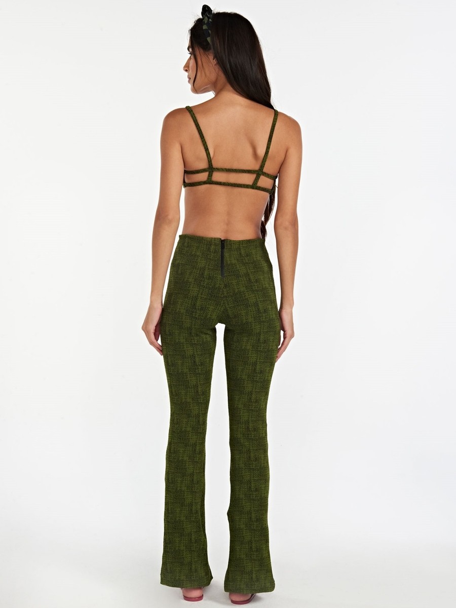 calça flare spina verde CL03 triya