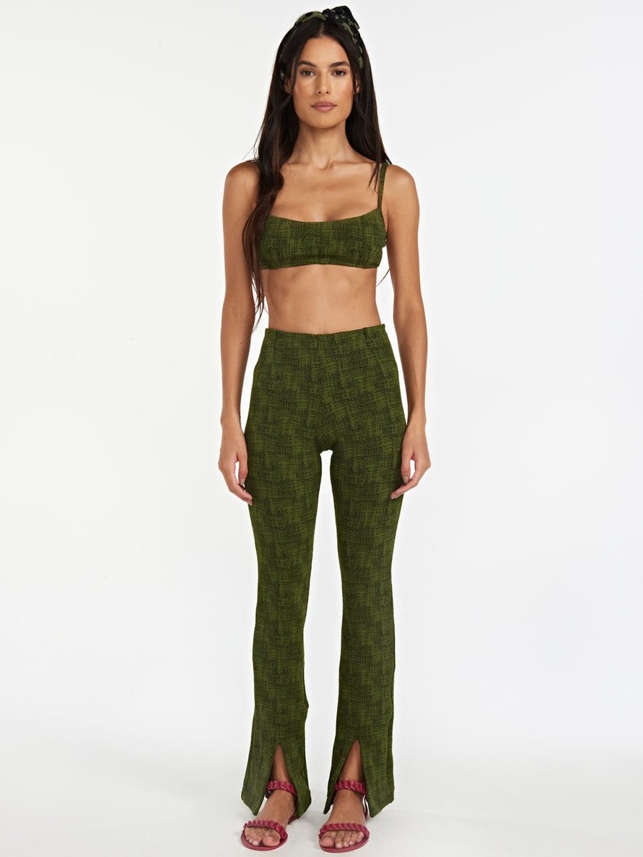 calça flare spina verde CL03 triya