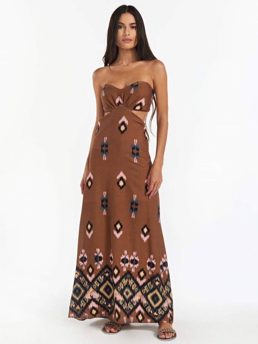 vestido longo alexia ikat caramelo VE12 triya