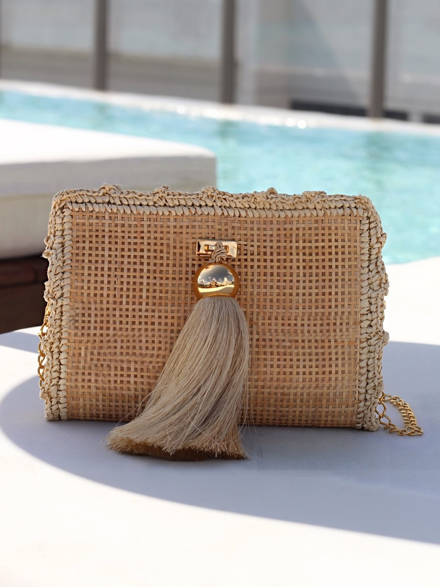 bolsa de palha tassel bege 0589 lis fiaschi