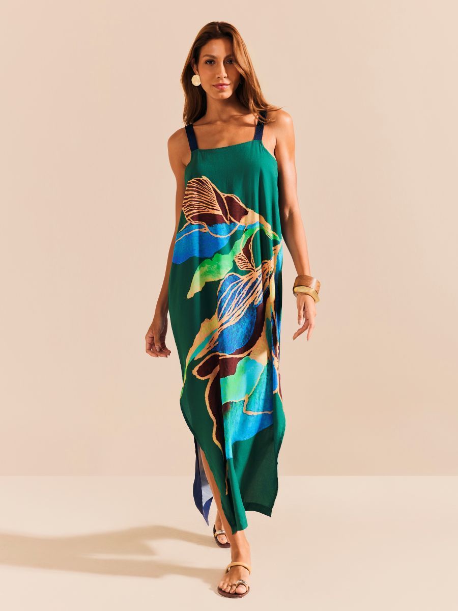 vestido dupla face duo floral 1745 de chelles