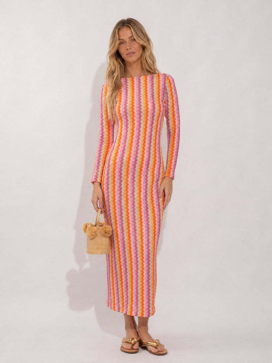 vestido longo tricot lele sky rainbow R03 nidas