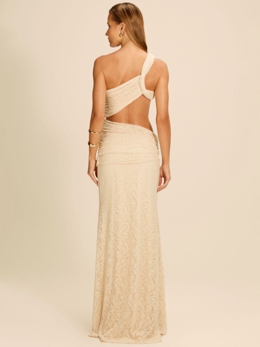 vestido longo renda off white cosmo 18154 la sirène