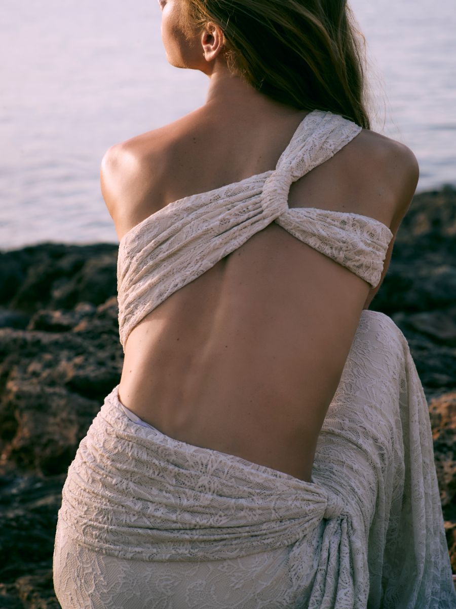 vestido longo renda off white cosmo 18154 la sirène