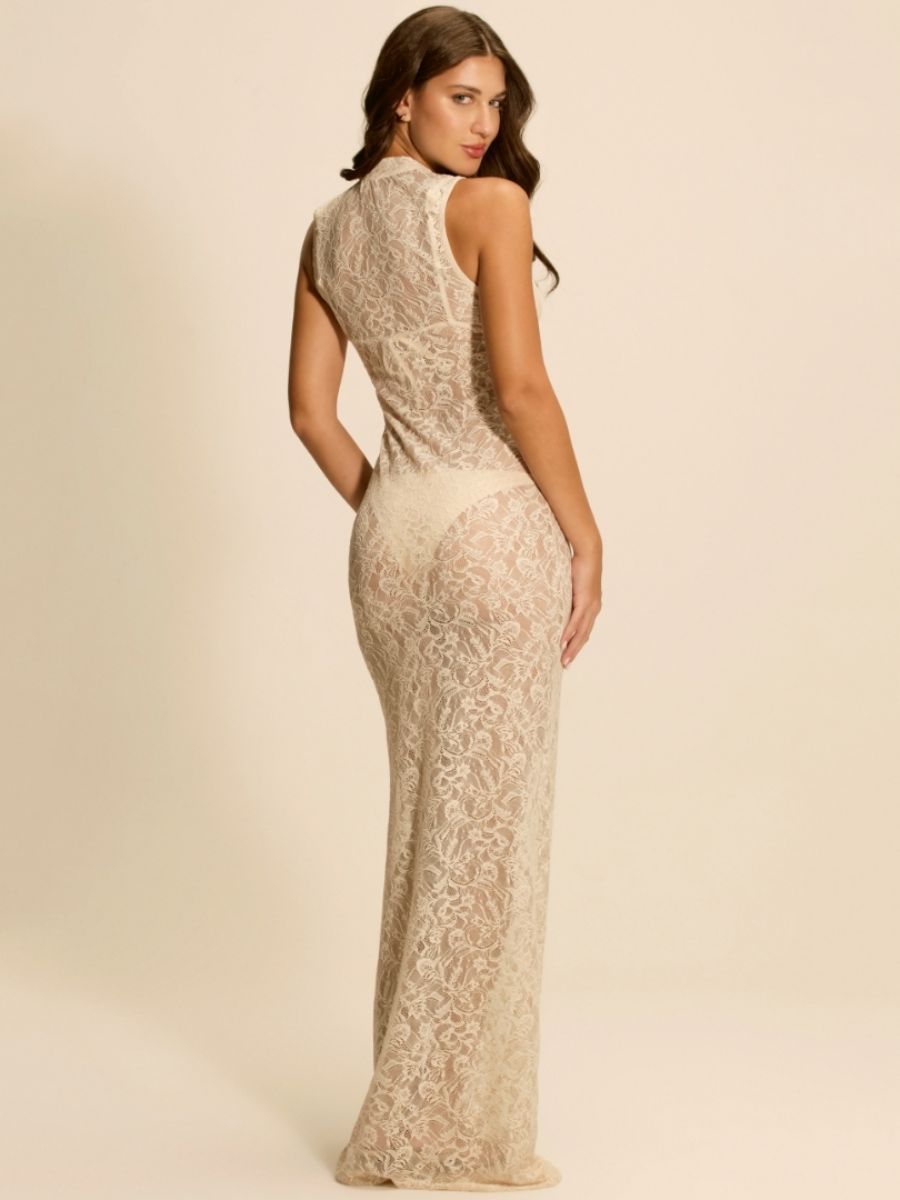 vestido longo renda off white bali 18152 la sirène