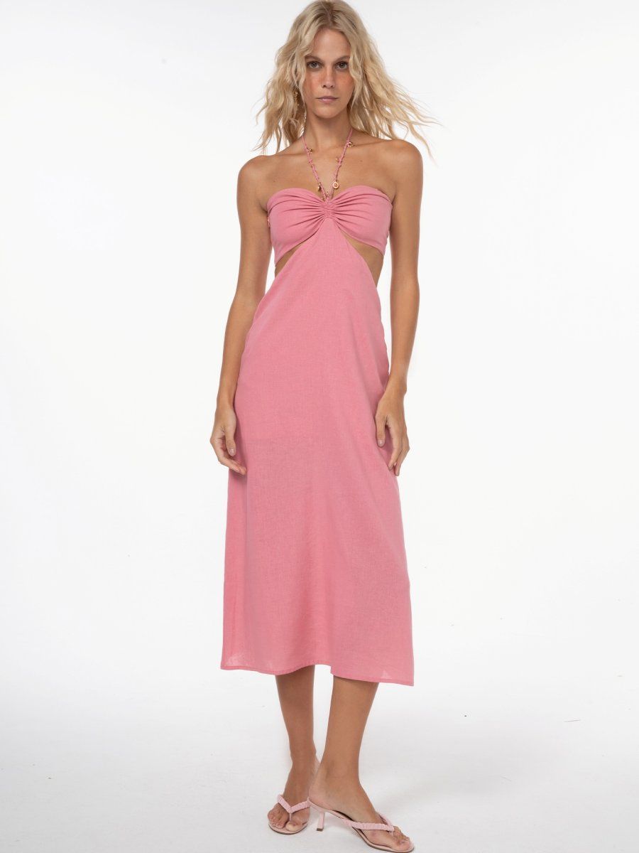 vestido midi mel rosa VE18 triya