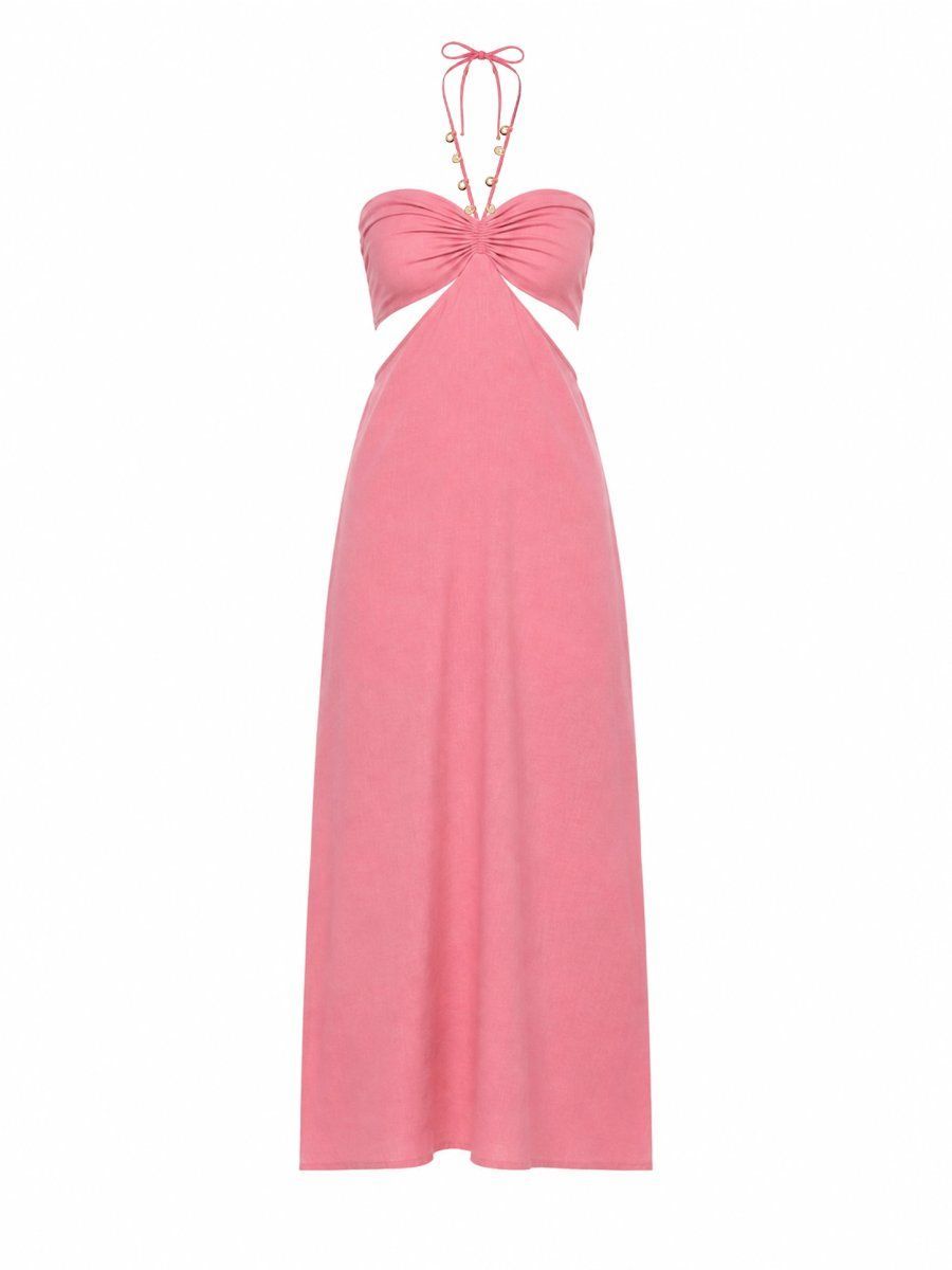 vestido midi mel rosa VE18 triya