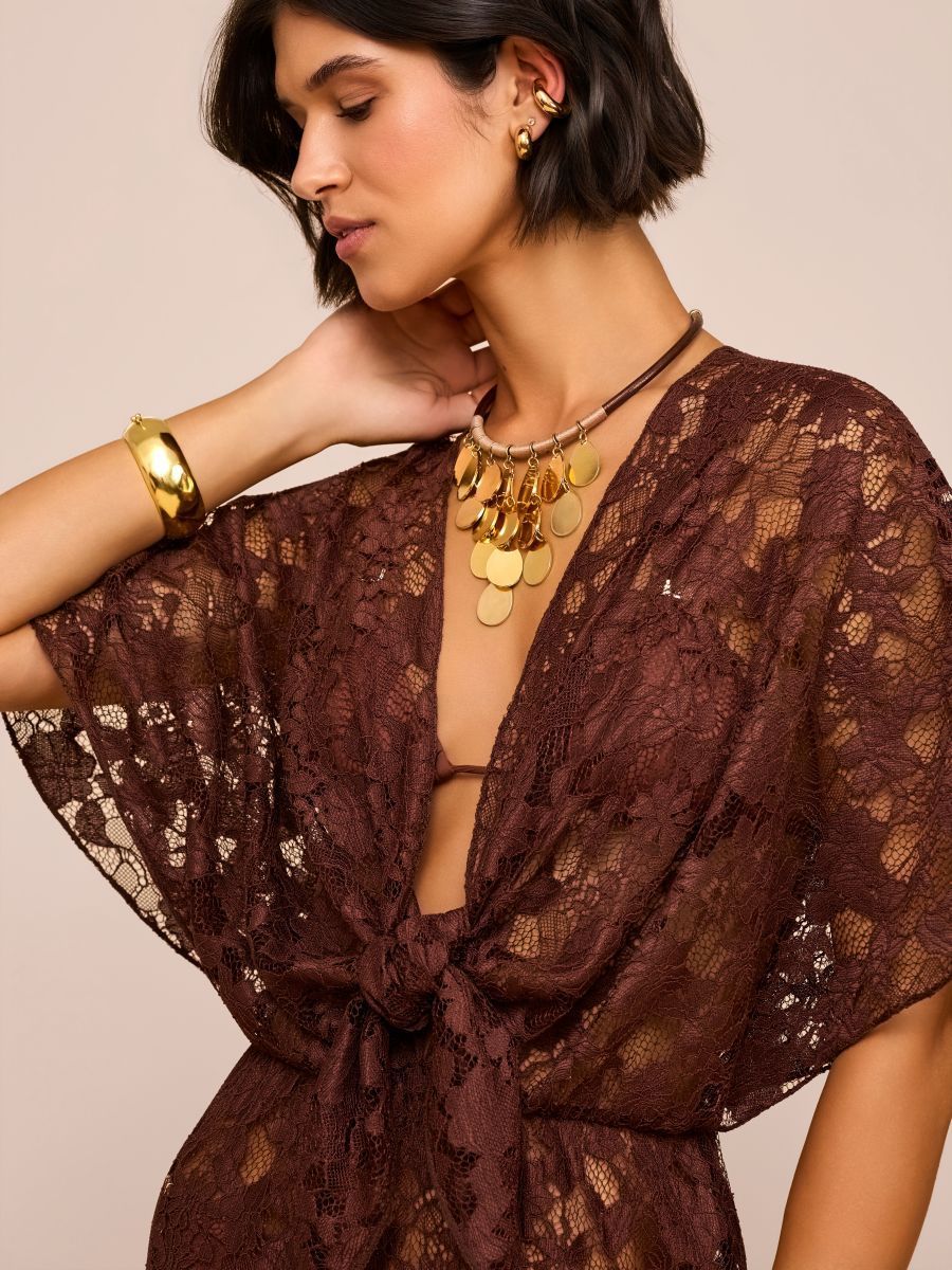 saída longa renda marrom alínia 1849 mos beachwear