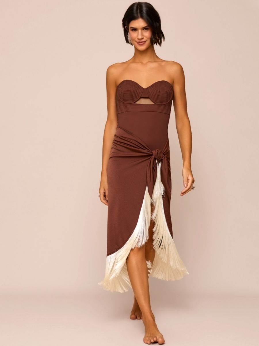maiô e saia marrom luzon 1941 mos beachwear