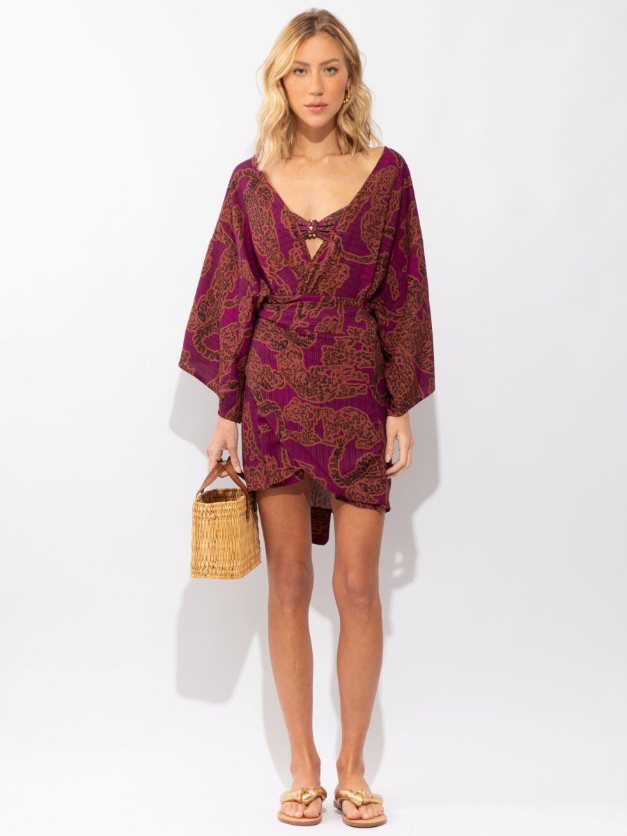 vestido curto ana onça pintada R05 nidas