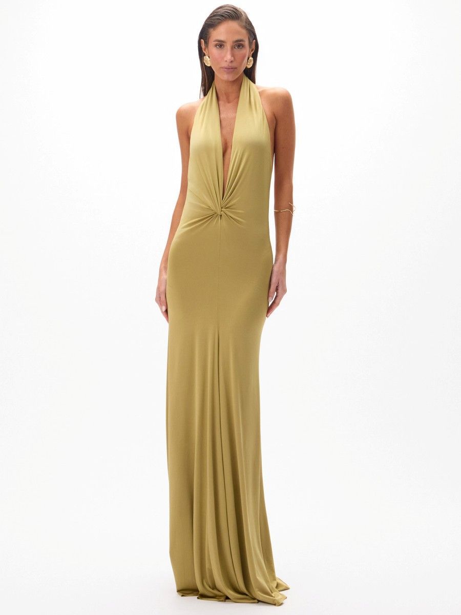 vestido longo fuscia verde boá 1013 oásis resortwear