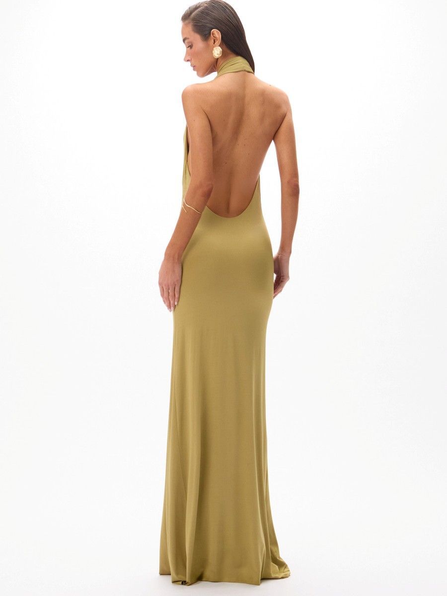 vestido longo fuscia verde boá 1013 oásis resortwear