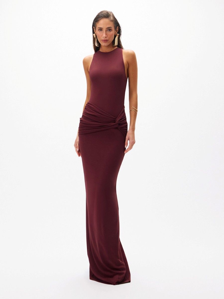 vestido longo begônia bordô 1022 oásis resortwear
