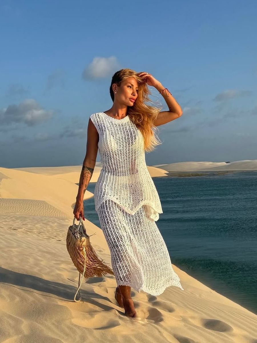 saia midi tricot off white 20631 cia marítima