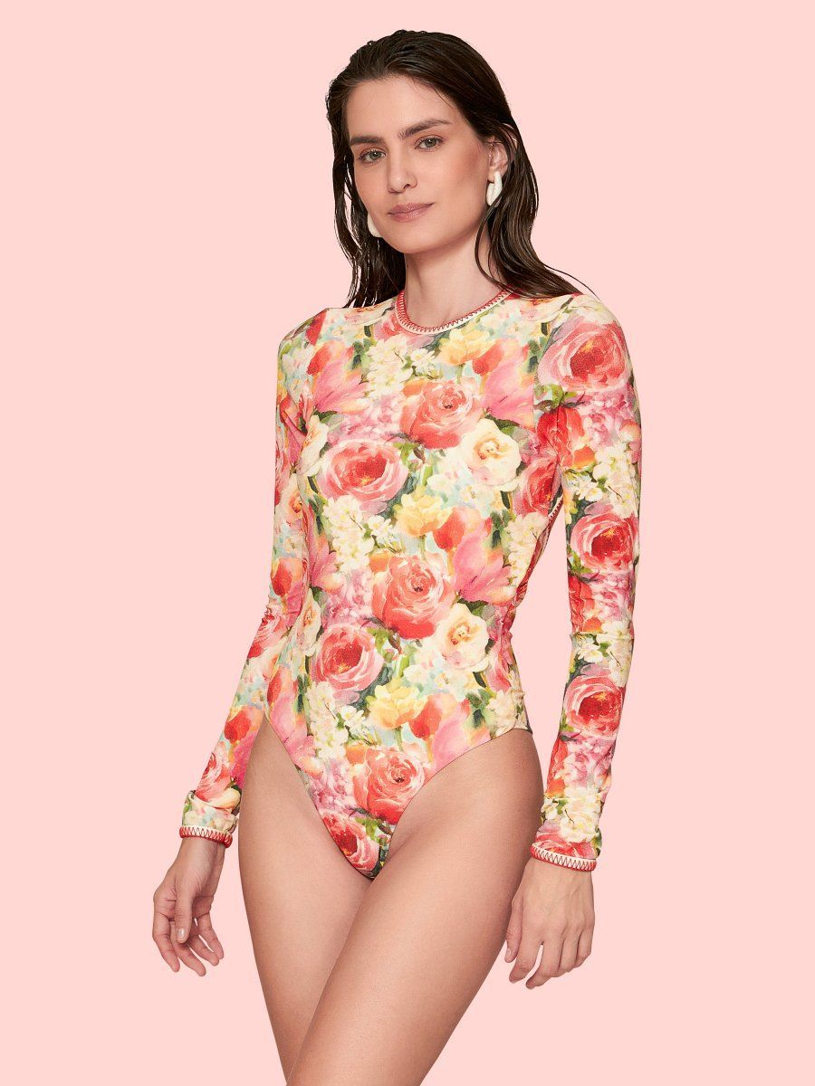 maiô manga longa bela flor 8485302 lua luá