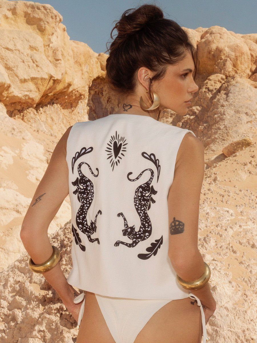biquíni e colete off white 6104 lefah