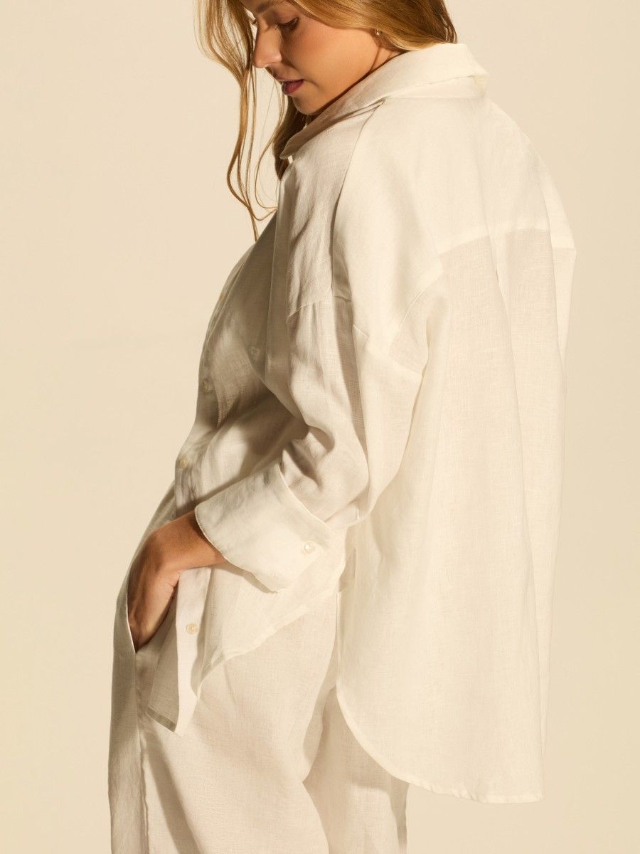 camisa linho off white kennedy 00721 la sirène