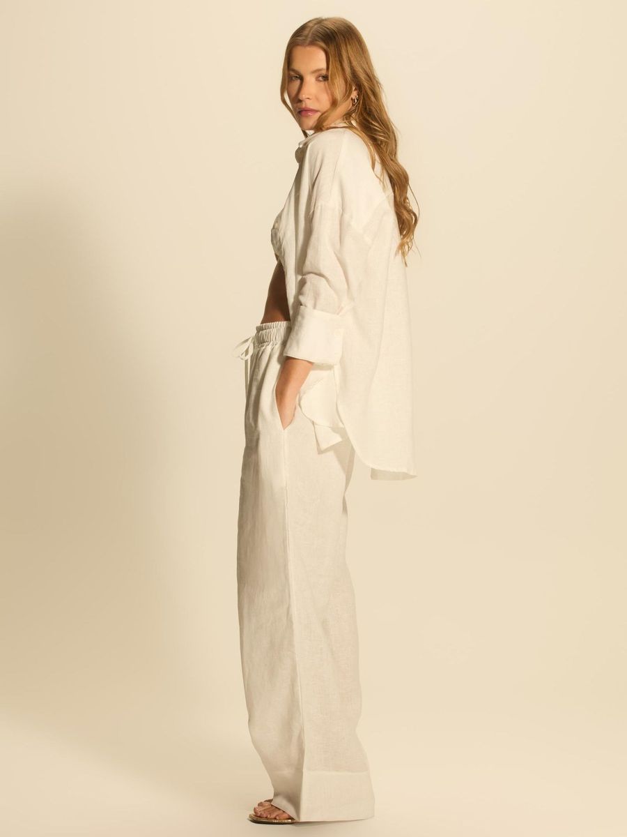 calça linho off white kennedy 00722 la sirène