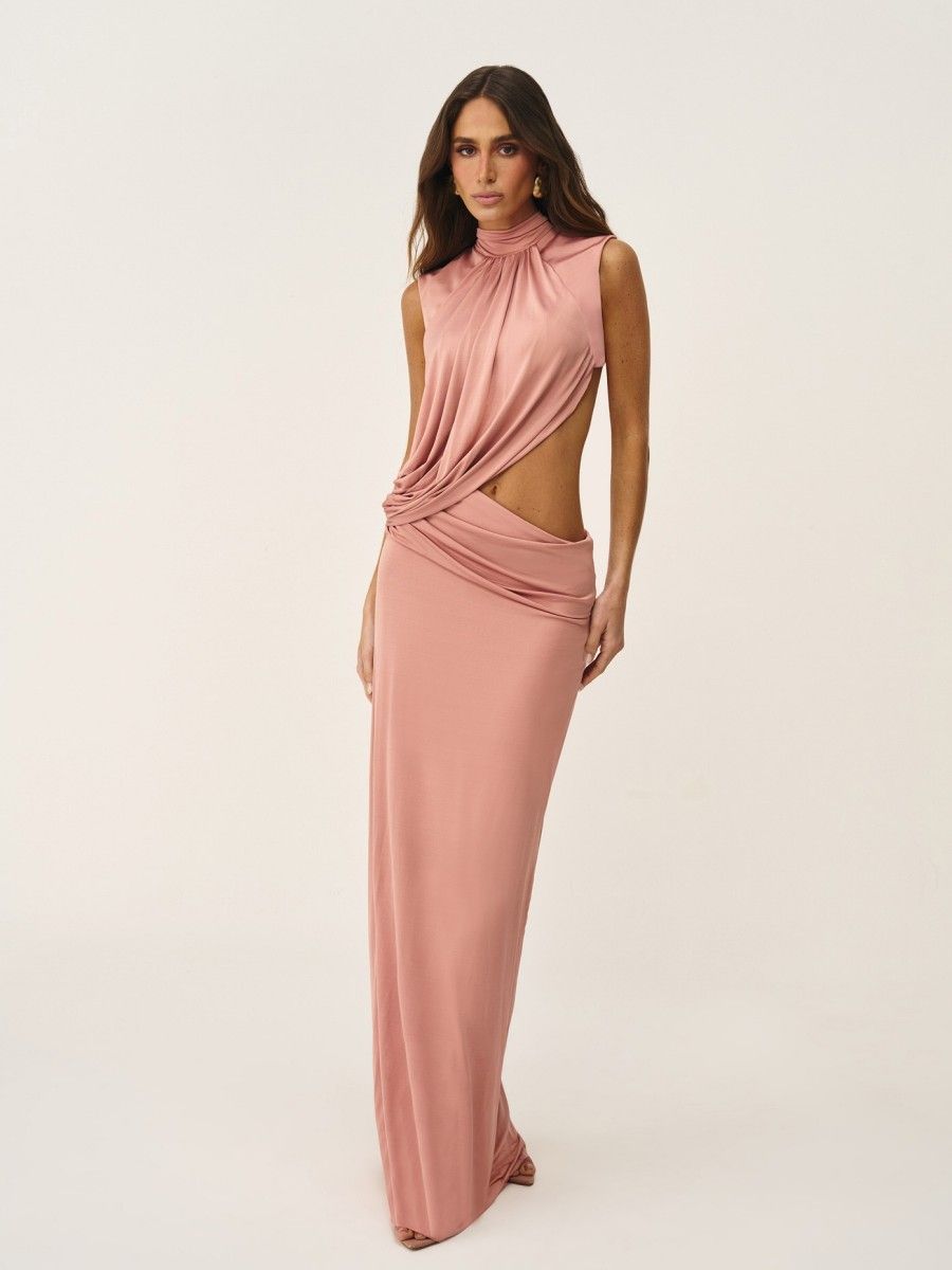 vestido longo jasira rosa 1033 oasis resortwear