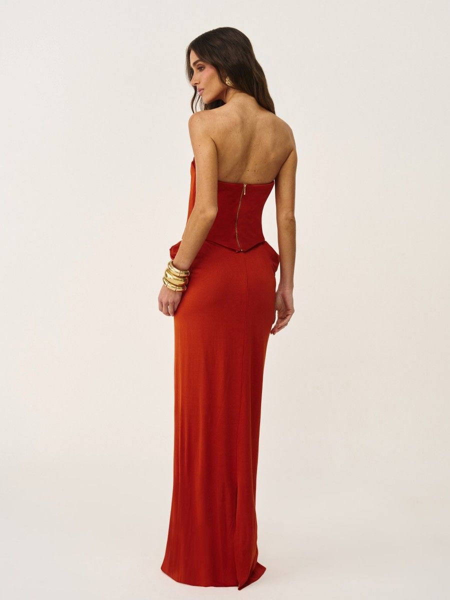 vestido longo alessia laranja 1039 oasis resortwear