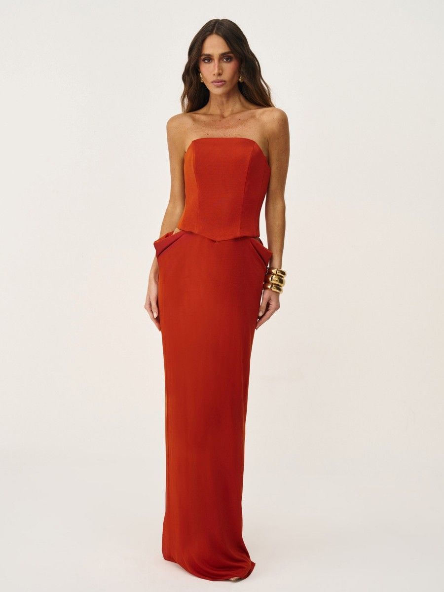 vestido longo alessia laranja 1039 oasis resortwear