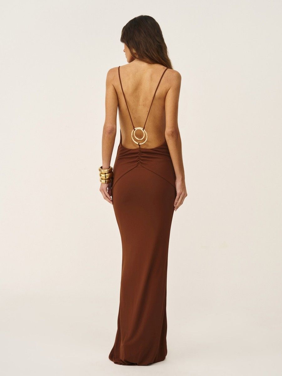 vestido longo isalye marrom 1040 oasis resortwear