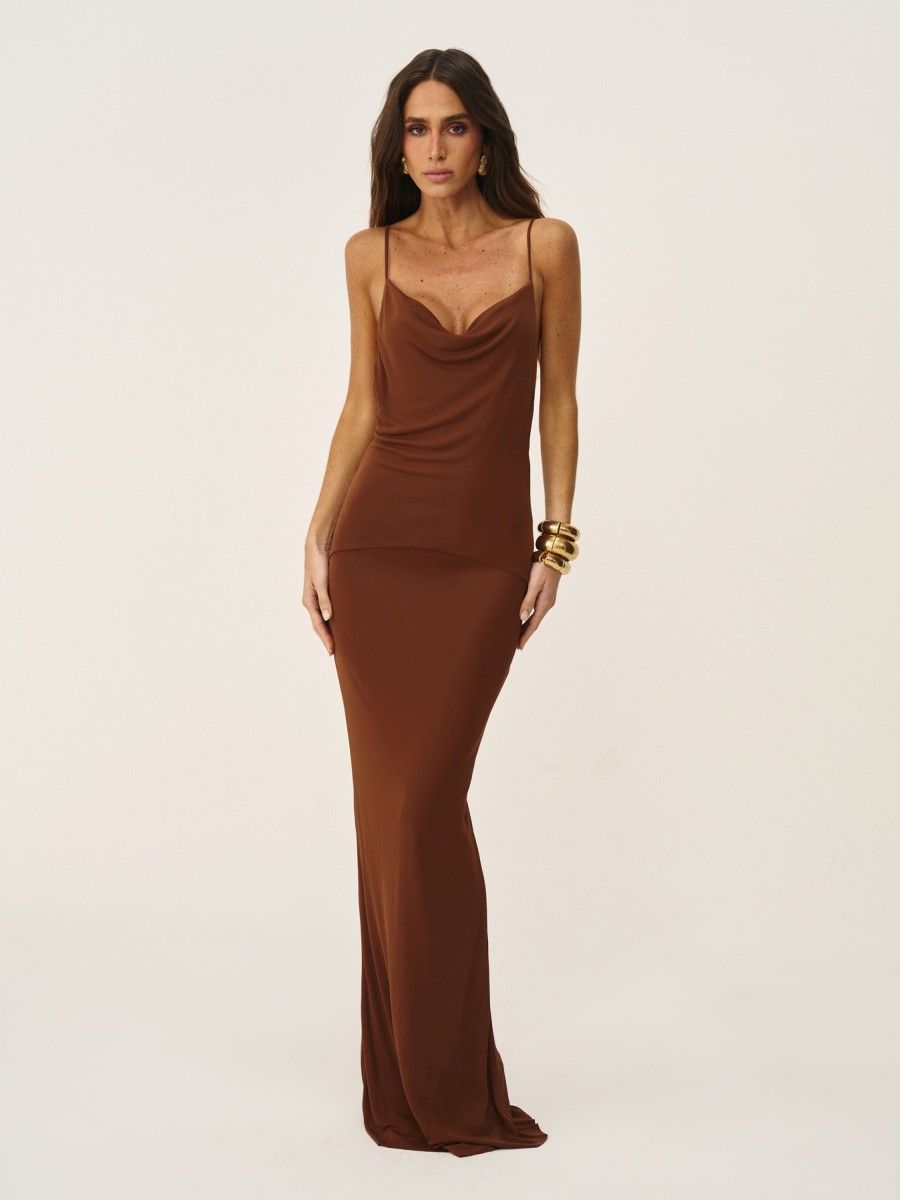 vestido longo isalye marrom 1040 oasis resortwear