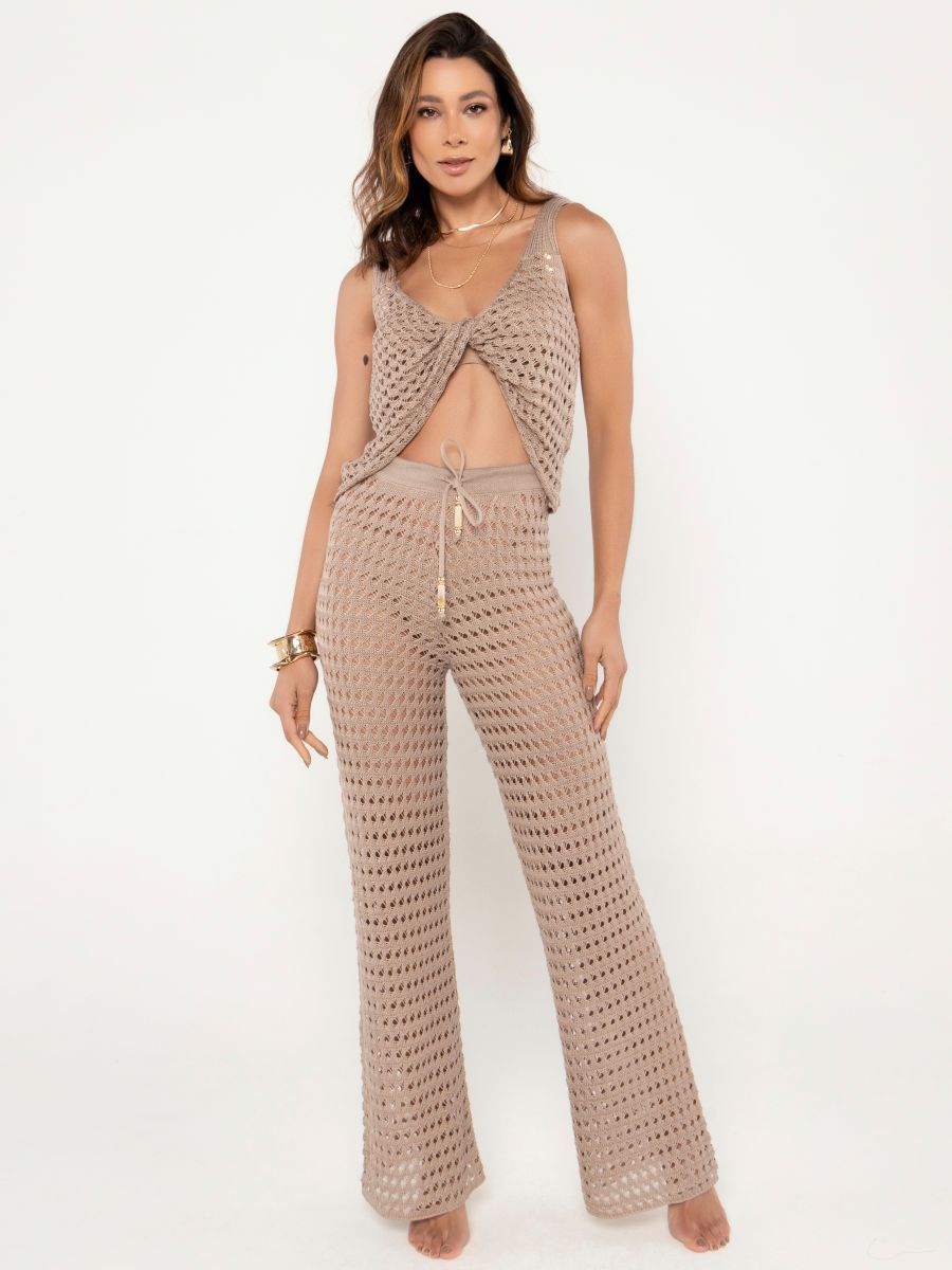 calça tricot areia 9164 brazil del mar