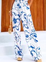 Conjunto em Viscose Sarjada Estampa Floral Azul