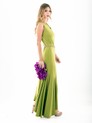 Vestido Longo Sereia Verde Matcha com Cinto