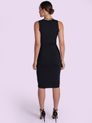 Vestido Drapeado Sem Manga com Detalhe Lateral Preto e Branco