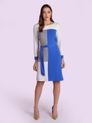 Vestido Bloco de Cores com Manga Azul