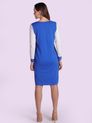 Vestido Bloco de Cores com Manga Azul