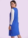 Vestido Bloco de Cores com Manga Azul