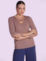 Blusa com Decote Detalhado e Abertura na Manga  Avelã