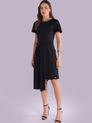 Vestido Assimético com Manga Preto