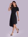 Vestido Assimético com Manga Preto