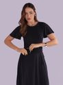 Vestido Assimético com Manga Preto