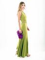 Vestido Longo Sereia Verde Matcha com Cinto