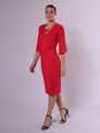 Vestido Midi com Mangas ¾ Vermelho
