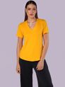 Blusa com Manga e Decote V Favo de Mel