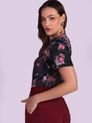 Blusa com Manga e Decote V Estampa Flores