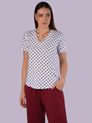 Blusa com Manga e Decote V Estampa Poá