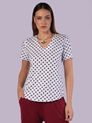 Blusa com Manga e Decote V Estampa Poá