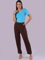 Blusa com Manga e Decote Canoa Azul Hortênsia