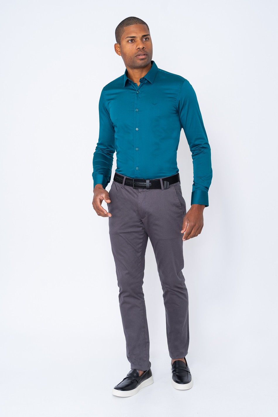 CAMISA STRETCH SPANDEX PETROLEO