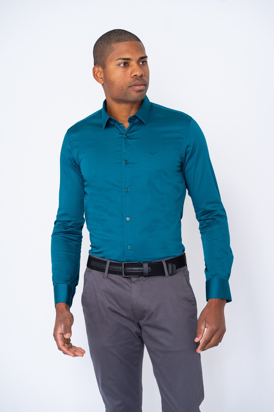 CAMISA STRETCH SPANDEX PETROLEO